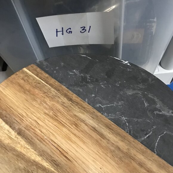 Lazy Susan Serving Platter 14" Round Wooden & Slate Farmhouse Cottagecore New - Picture 5 of 5